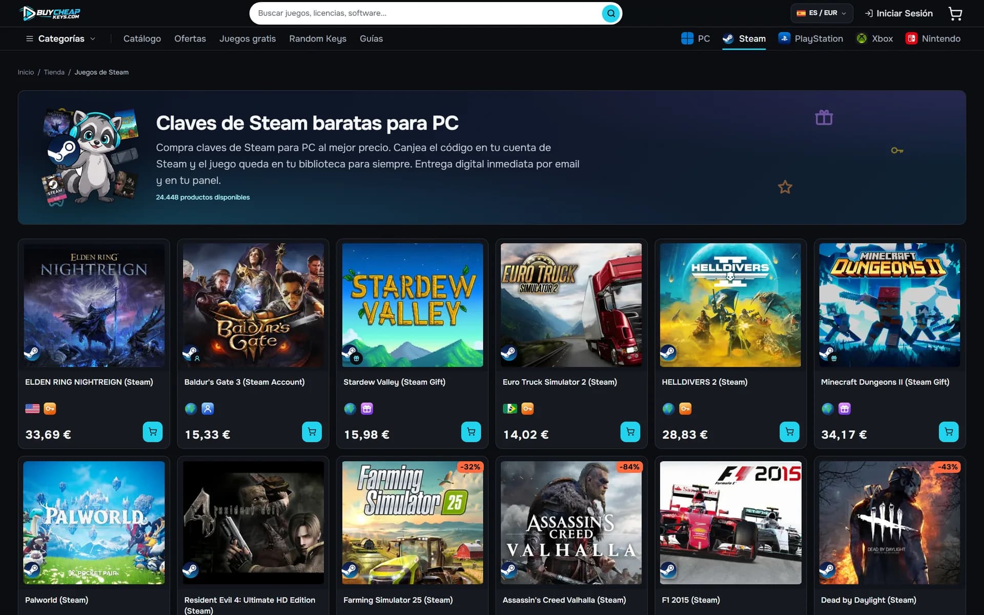 Kategoria gier Steam na BuyCheapKeys