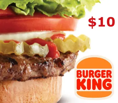 Burger King Gift Card 10 USD - Digital Card (United States) Key